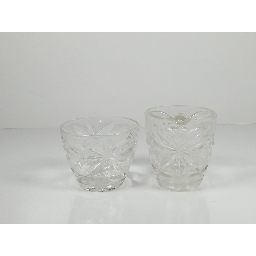 Anchor Hocking Prescut Star of David Creamer and Sugar Bowl  VTG